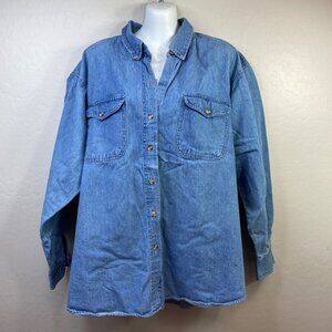 Capistrano Womens Denim Button-Down Long Sleeve Shirt Size 18/20